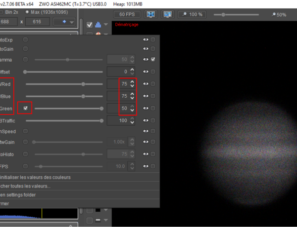 L’IMX462 pour l’imagerie planétaire infrarouge (III) : régler sa caméra